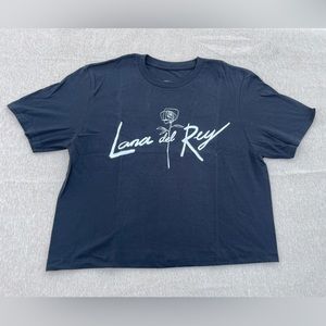 Official Lana Del Rey Village Red Rose Chemtrails Cropped T-Shirt (Black)